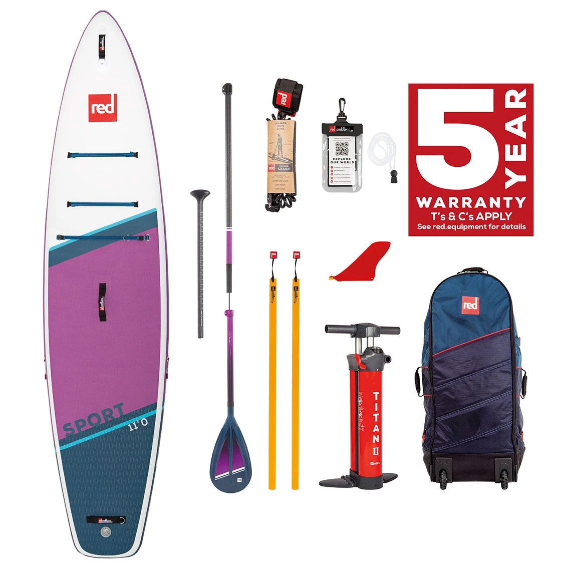 Red Paddle Co. Red Paddle Co Sport Purple MSL 11' X 30" Paddleboard Package 2022 - Image 3