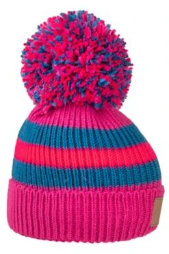 Swimbler Waterproof Bobble Hat - Rosie, Blue & Pink